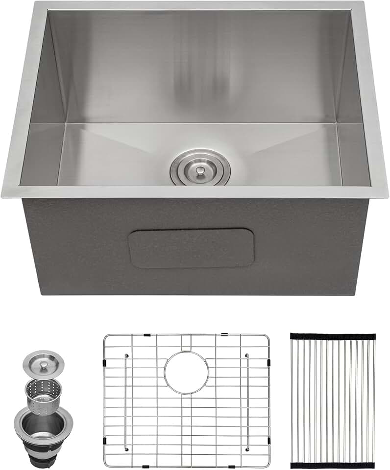 Kichae 21 Laundry Sink Undermount - 21x18 Inch Laundry Sink Undermount Utility Sink Stainless Steel 12