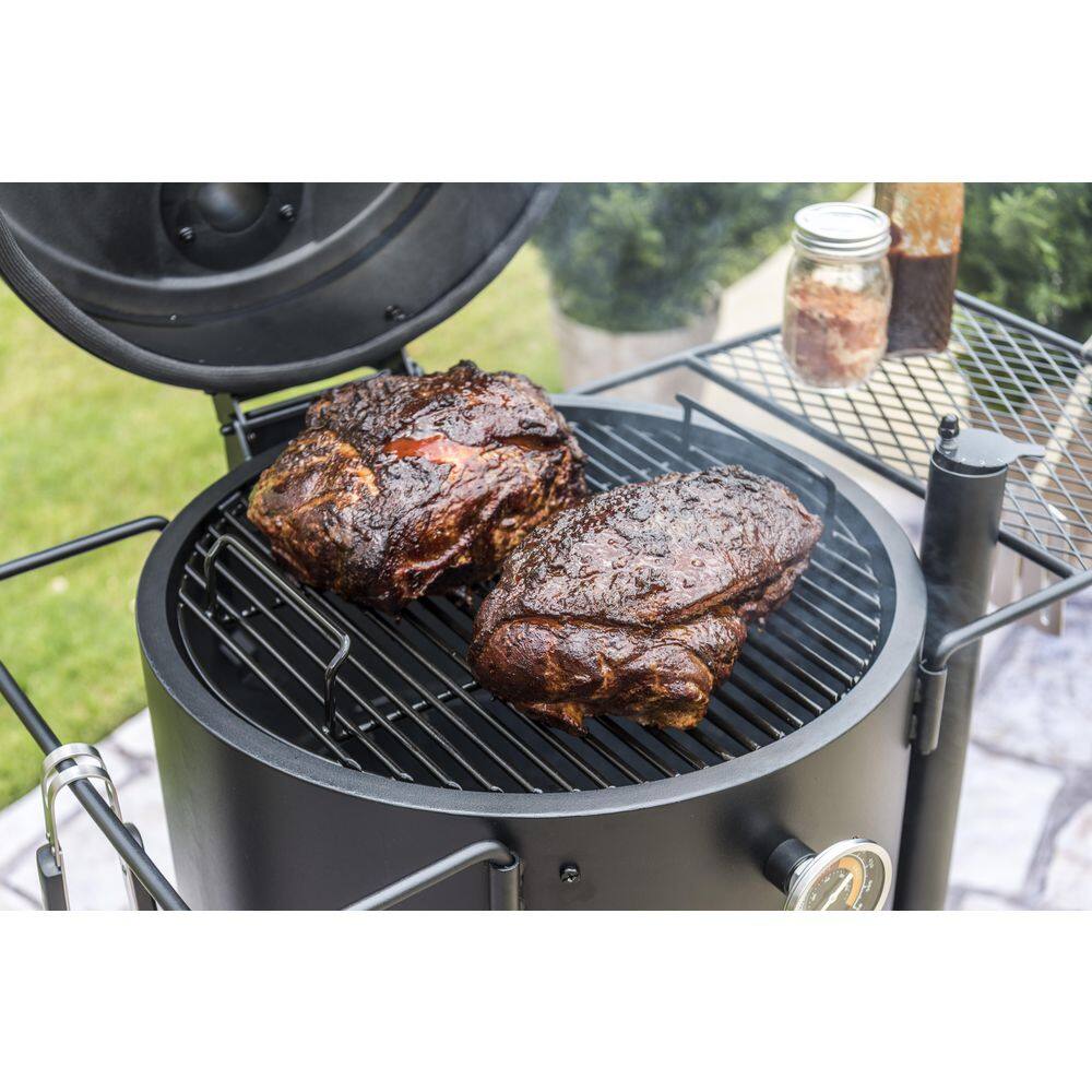 OKLAHOMA JOE S 22202159 Bronco 284 sq. in. Drum Charcoal Smoker and Grill in Orange with Cover