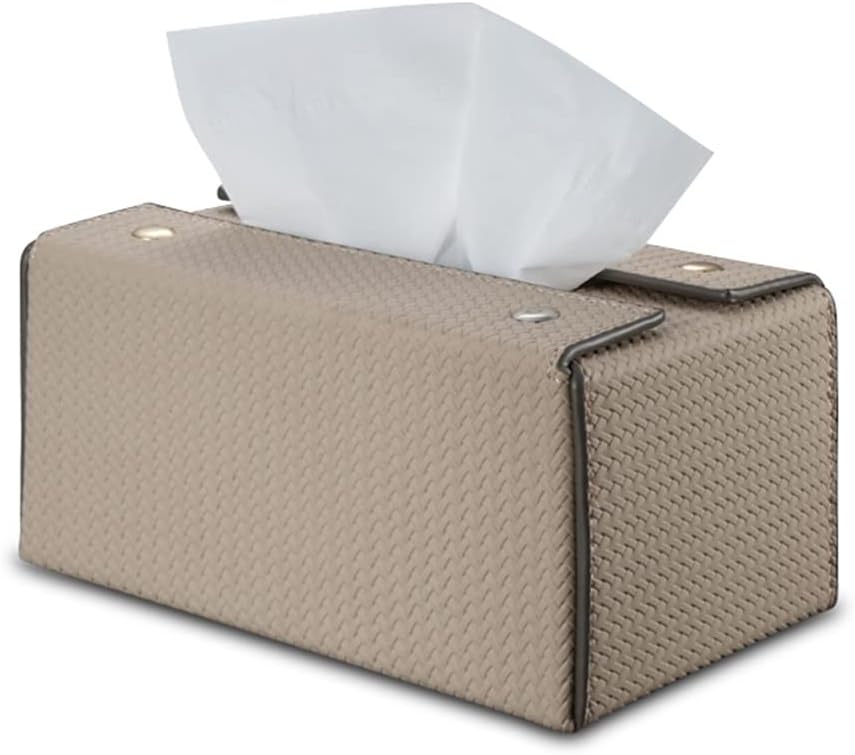DGSEFD-8 Nordic Home Handmade Leather Decoration Tissue Box Home Living Room Toilet Paper Box(Milk Tea)