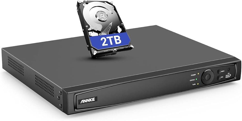 ANNKE 4K 16 Channel PoE NVR with 2TB Hard Drive, Ultra HD Home Security Network Video Recorder Supports 4K/8MP/5MP/6MP/4MP ANNKE PoE IP Cameras, 24/7 Surveillance Recording