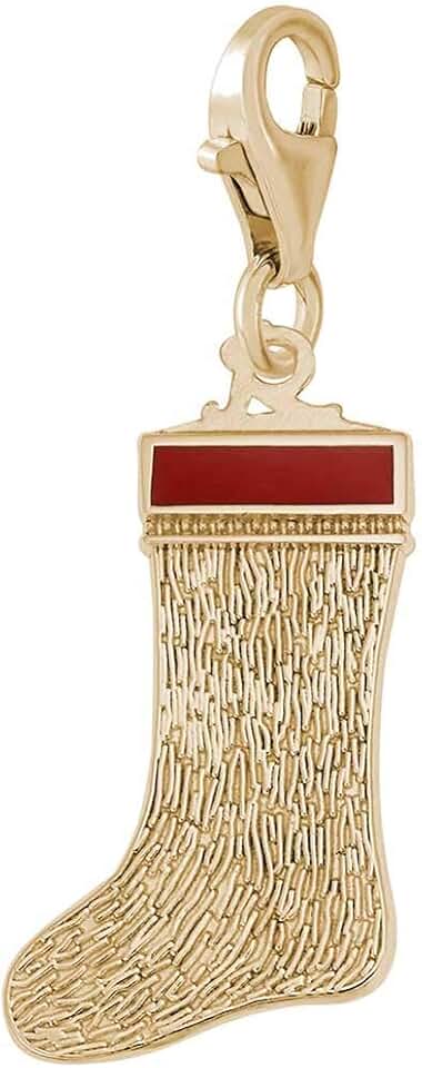 Stocking Charm with Lobster Clasp, 10K Yellow Gold