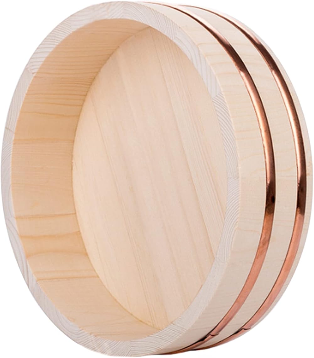 Sushi Rice Mixing Bowl Japanese Wooden Hangiri Mixing Tub with Sturdy Copper Bands 12 Size Optional for Restaurant Home Kitchen,72cm/28.3in