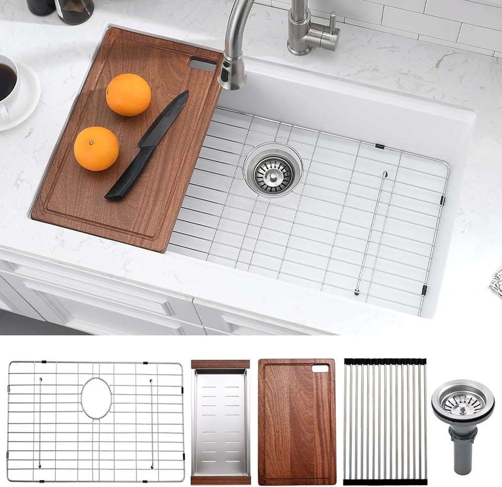 32 Inch White Undermount Kitchen Sink Quartz Composite - XTDGXS 32×19 Undermount Workstation Sink White Quartz Composite Kitchen Sink Deep Single Bowl Kitchen Sink With Accessories