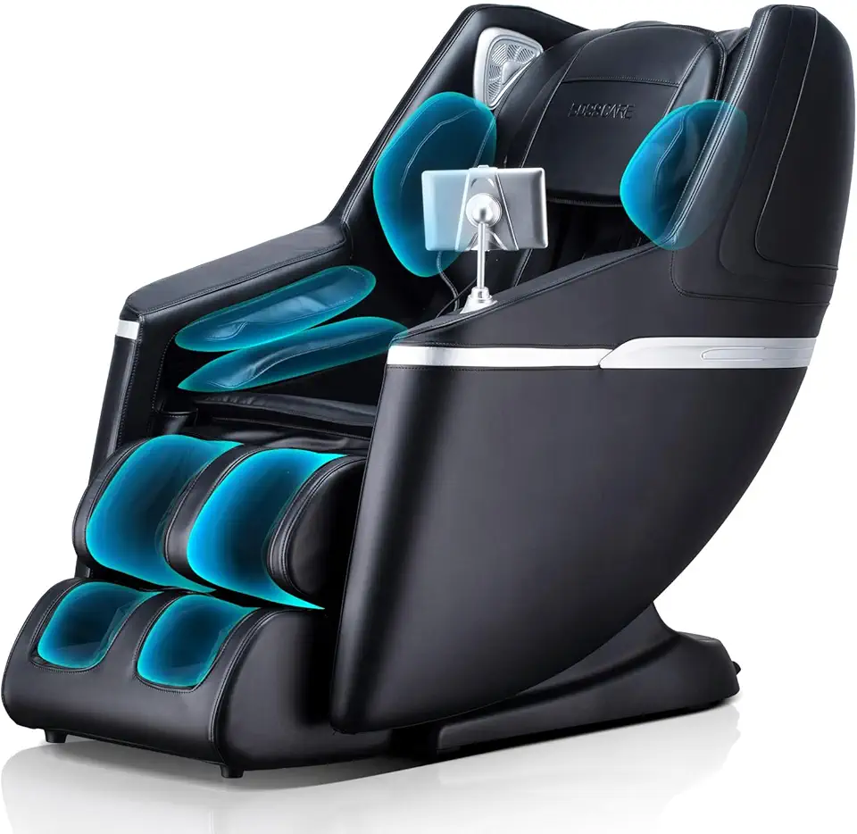 Ball & Cast Massage Chair Full Body with Back Heating,3D Zero Gravity Lounge Recliner W/Automatic Shape Detection,APP Control,for Adult,Old,Ergonomic Design,Black+ Gray, 57.8