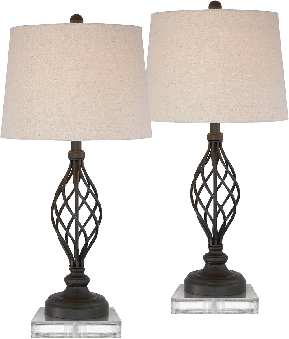 Franklin Iron Works Annie Rustic Farmhouse Industrial Table Lamps 29.5