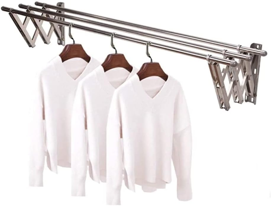 Washing Clothes Drying Rack Wall Mounted Clotheshorse Folding Laundry Airer Bathroom Towel Bar Extendable Dryer Easy Storage