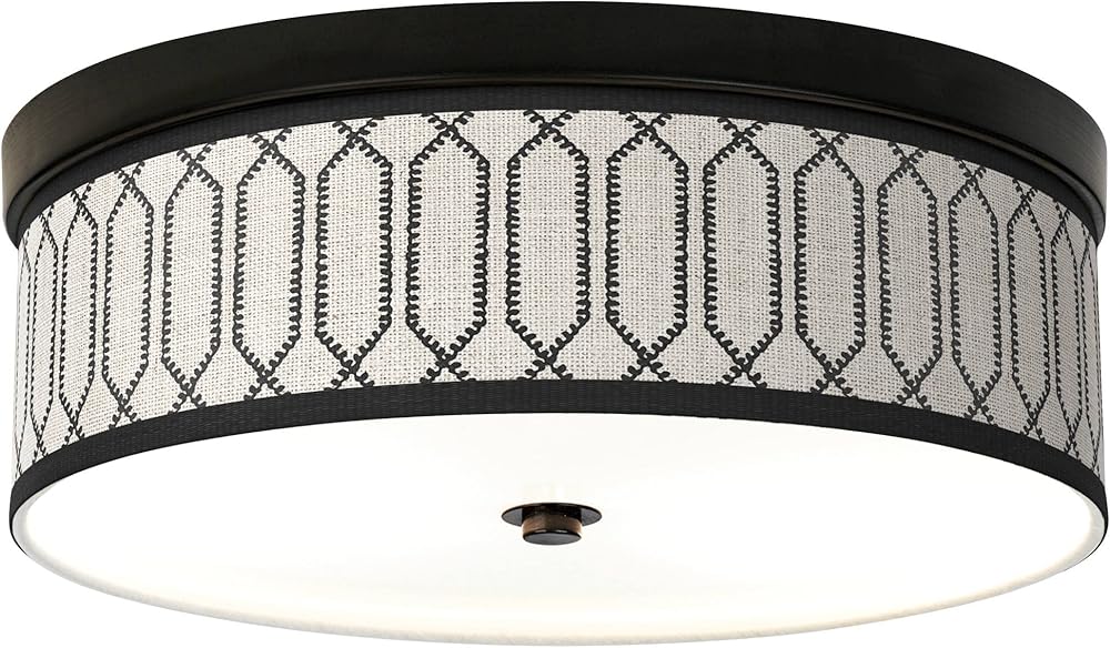 Rustic Chic Giclee Energy Efficient Bronze Ceiling Light with Print Shade