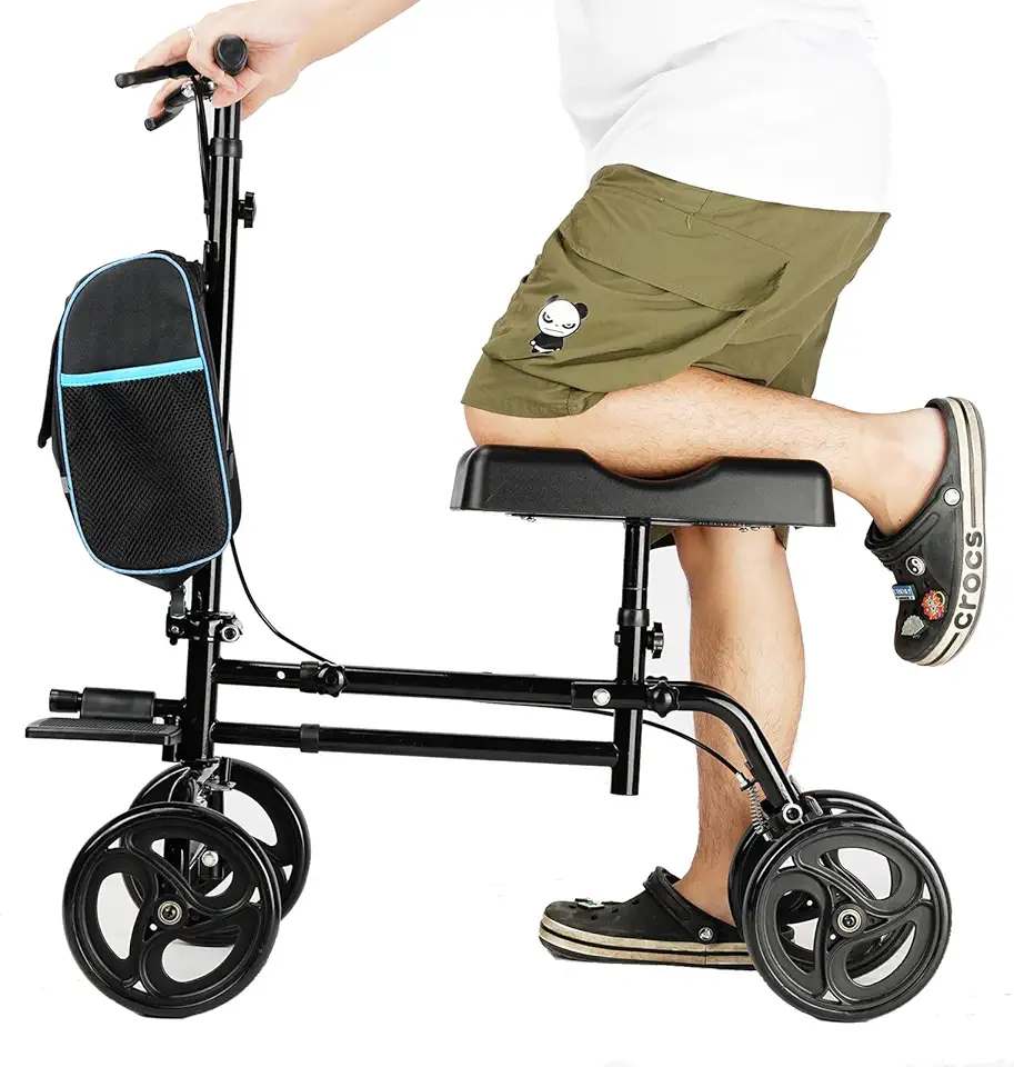 Original Steerable All Terrain Knee Scooter for Adults for Foot Surgery Heavy Duty Knee Walker for Broken Ankle Foot Injuries Recovery, Leg Scooters for Foot Injuries Adult (Black)