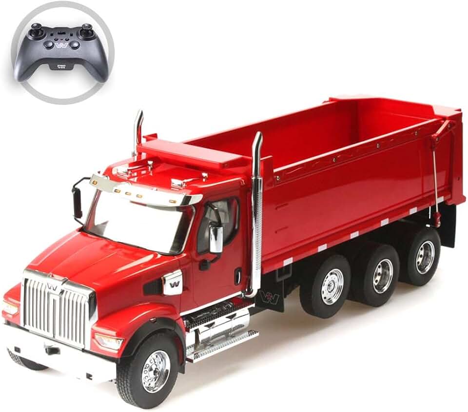 Diecast Masters RC Truck Western Star 49X RC Dump Truck | Fully Functional Radio Control Truck | 1:16 Scale Model Semi Truck, Remote Control Truck | Diecast Model 27007
