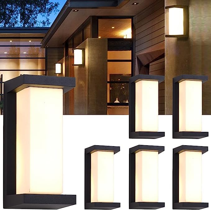 18inch LED Square Up & Down Wall Lights,24W Outdoor Wall Light 4000K Day White Aluminum Body Waterproof IP65 LED Exterior Light Fixtures Wall Mount for House Patio Garage Garden. (11inch-6Pack)