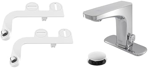 Bathroom Refresh Bundle Includes (1) Bio Bidet by Bemis SlimEdge 2-Pack of Freshwater Attachments, White, Non-Electricand (1) Grove Motion Activated Hands Free Bathroom Faucet in Chrome Finish