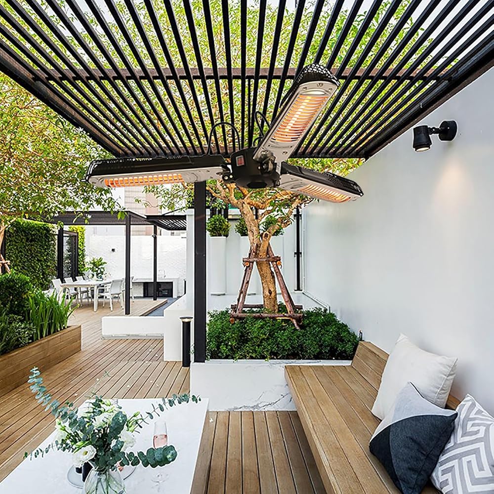 Outdoor Patio Heaters Electric Only, 1300W Electric Hanging Patio Heater for Outdoors/Indoors, Folding Electric Infrared Radiant Heater, Outdoor Heater for Courtyard, Garage, Patio (Size : Without ha