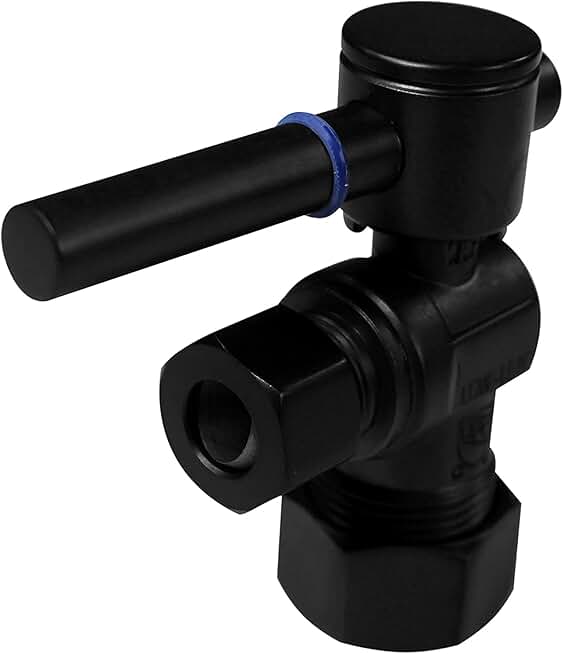 Westbrass R105BL-100-62 1/4-Turn Lever Handle Angle Stop Shut Off Valve, 5/8