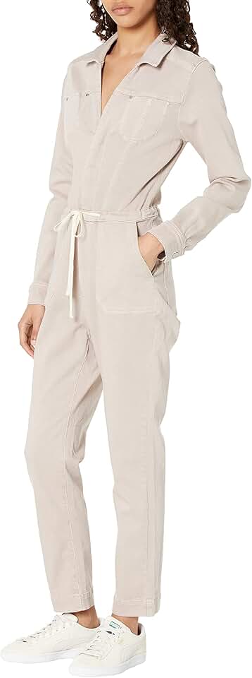 PAIGE womens Blaire Utility Long Sleeve Jumpsuit Tie Detail in Eros Rose