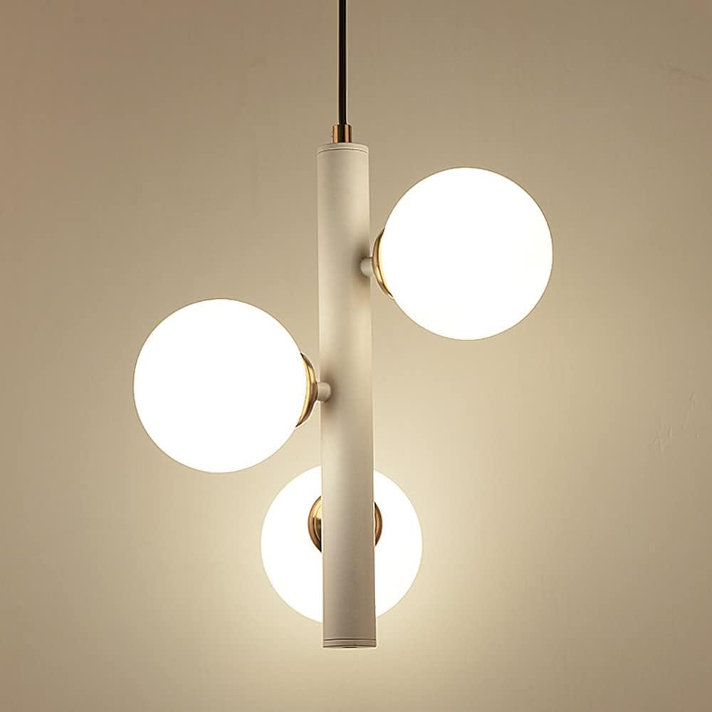 3-Light Cluster Pendant Lighting Ceiling Fixture White Globe Glass Chandelier Ceiling Lamp, Modern Hanging Lights G9 Suspended Lamps for Kitchen Island Dining Room Bedroom