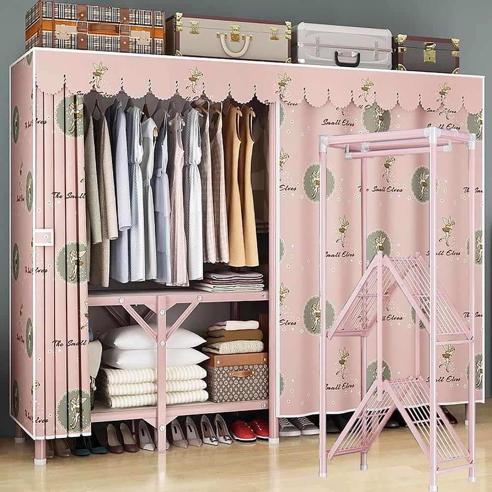 Installation-free Wardrobe, Portable Wardrobe Closet For Hanging Clothes, Wardrobe Closet With Doors, One-piece Folding Design,closet Organizer System,wardrobe Storage Closet,Closet Wardrobe ( Color :