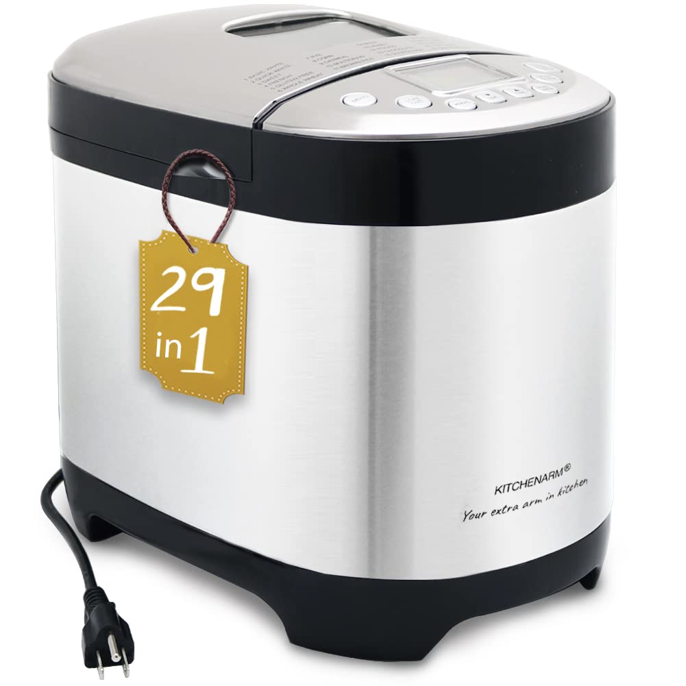 KITCHENARM 29-in-1 SMART Bread Machine with Gluten Free Setting 2LB 1.5LB 1LB Bread Maker Machine with Homemade Cycle