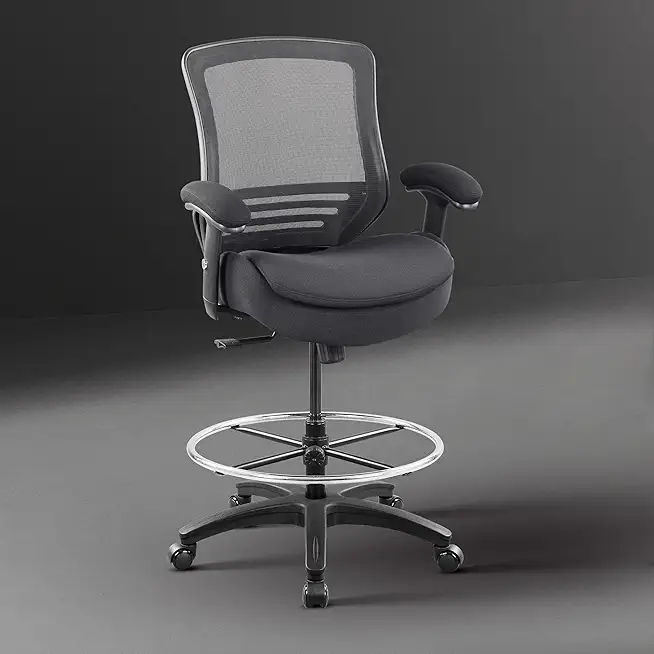 BOLISS Ergonomic Mesh Computer Office Drafting Chair with Super Soft Adjustable Arms Molded Foam Double Seat Cushion and Lumbar Support -Black ﻿