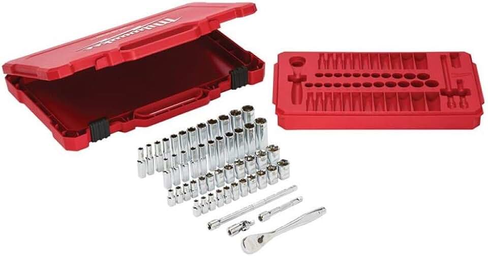 Milwaukee 932464944 1/4in Ratcheting Socket Set Metric & Imperial, 50 Piece