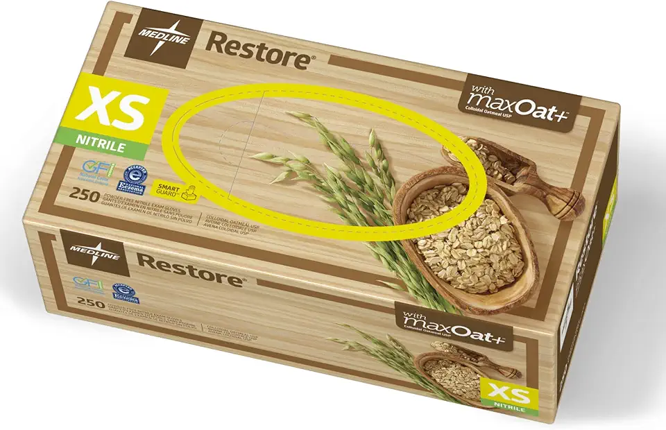 Medline Restore Nitrile Exam Gloves with Colloidal Oatmeal