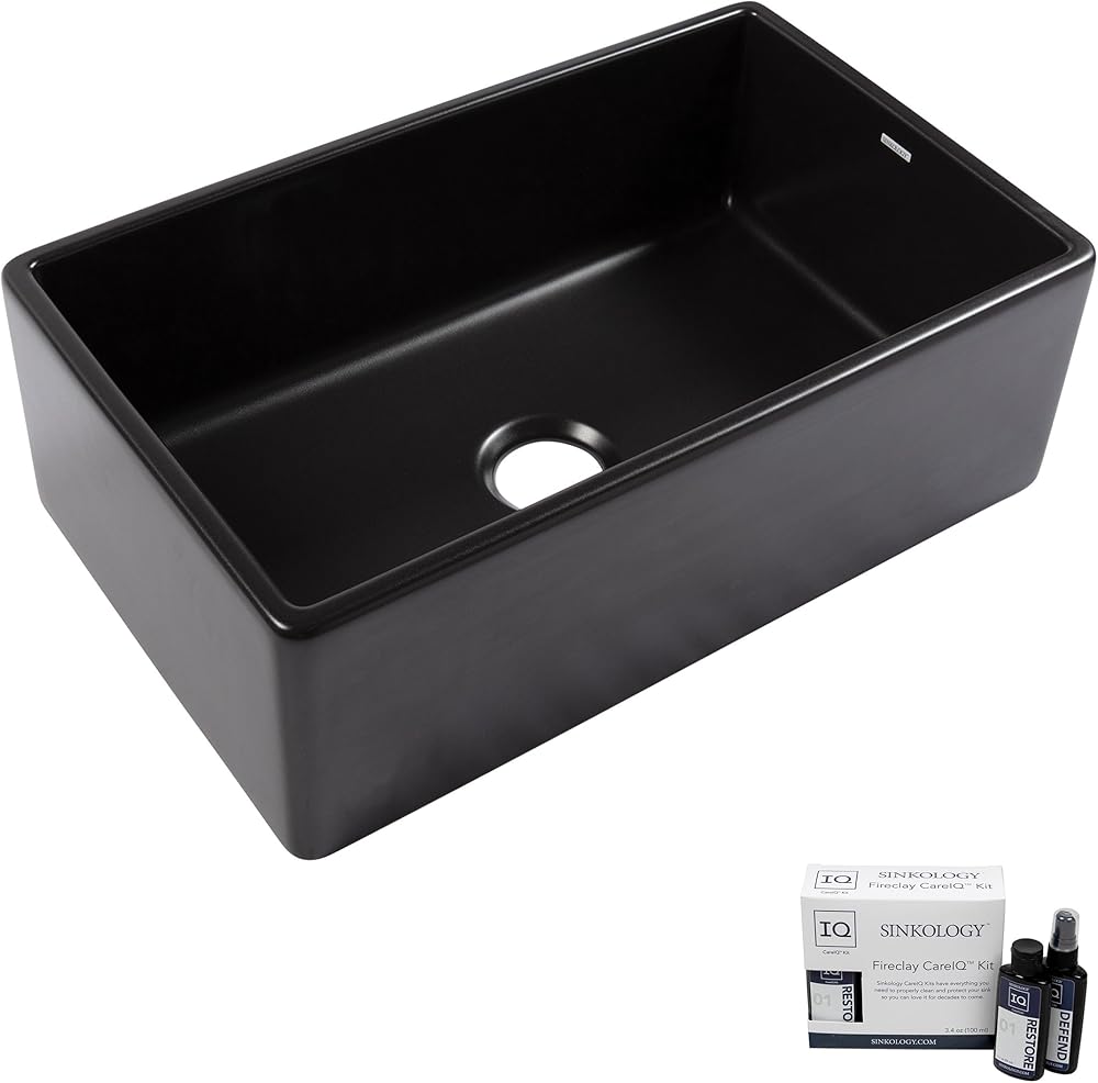 Austen Fireclay Farmhouse Apron Kitchen Sink and Care Kit, 36