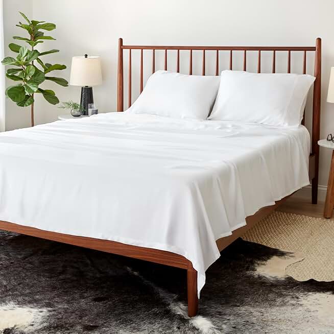 SHEEX Arctic Aire MAX Sheet Set, Ultrasoft Cooling Sheets with 1 Flat Sheet, 1 Fitted Sheet, and 2 Pillowcases, King, White