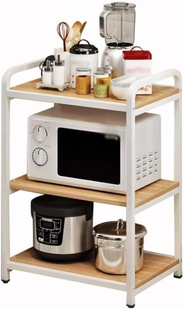 Microwave Stand Microwave Oven Rack Microwave Rack Kitchen Microwave Oven Rack Floor-Standing Spice Storage Rack Desktop 3 Layers Shelf Oven Shelf Microwave Shelf Microwave Stand Shelf