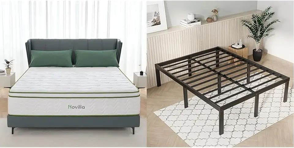 Novilla 12 Inch Queen Mattress and Queen Bed Frame with Storage and 1200lb Capacity