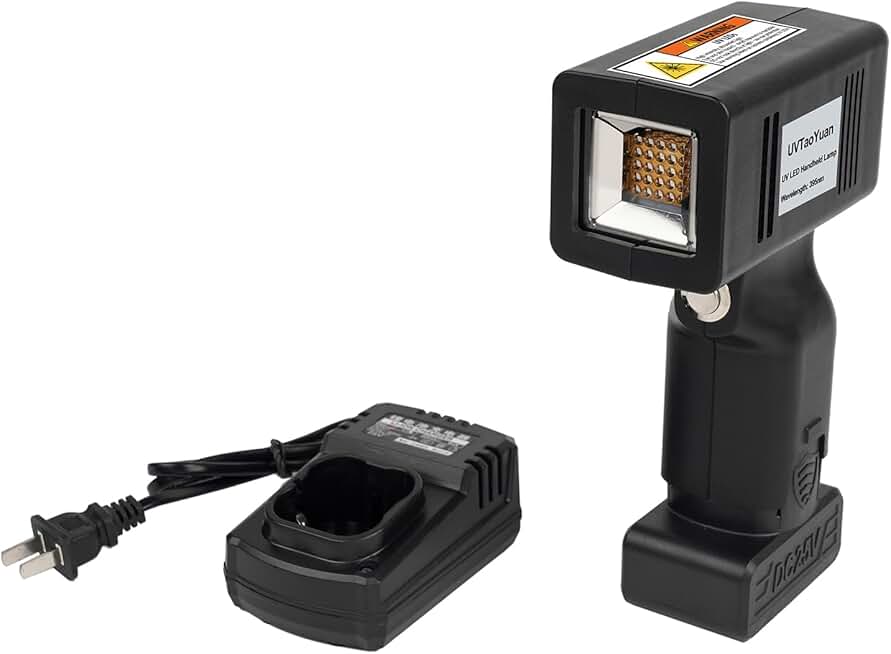 UV Curing Light 3D Printing Resin Curing Light LED Portable Light 395 nm 50W Rechargeable UV LED Handheld Flashlights UV Curing Lamp for Furniture Paint Curing
