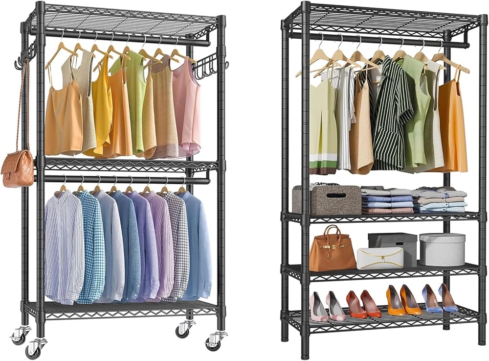 VIPEK V12 Mini & V1S Garment Rack, Heavy Duty Rolling Clothes Rack, Black Freestanding Closet Rack for Hanging Clothes