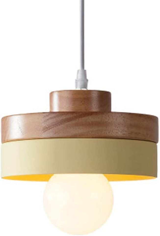 Kitchen Island Light Fixtures, Wooden Art Ceiling Chandelier Lighting, Retro Home Decoration Lighting Lamps for Foyer Breakfast Room Bedroom Restaurant H/Yellow/Round