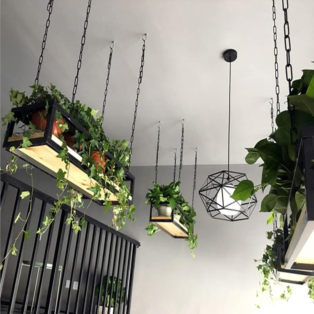 Ceiling Wine Rack - Metal Solid Wood Storage Stand for Flowers Plants ，Ceiling Hanging Pot Pan Shelf Perfect for Bar Cafe Kitchen Restaurant, Decoration Shelves (Size : 80x25x15cm)