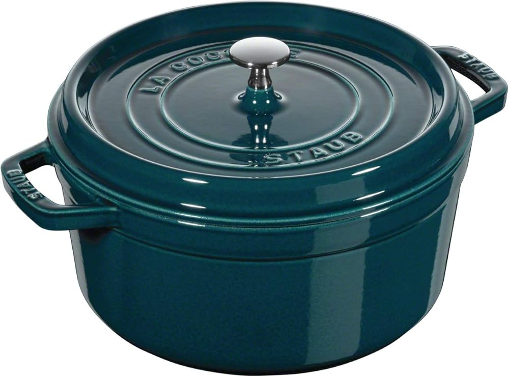 STAUB Cast Iron Roaster/Cocotte, Round, 26 cm, 5 L, La Mer
