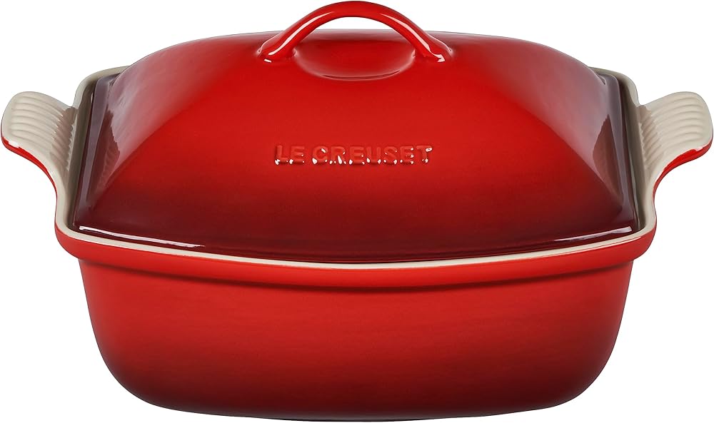 Le Creuset Heritage Stoneware Deep Baker with Lid, 4.5 qt., Cerise