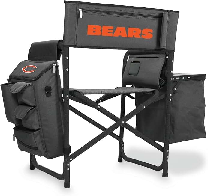 PICNIC TIME NFL Unisex-Adult NFL Fusion Camping Chair with Side Table and Soft Cooler, Beach Chair for Adults, Lawn Chair