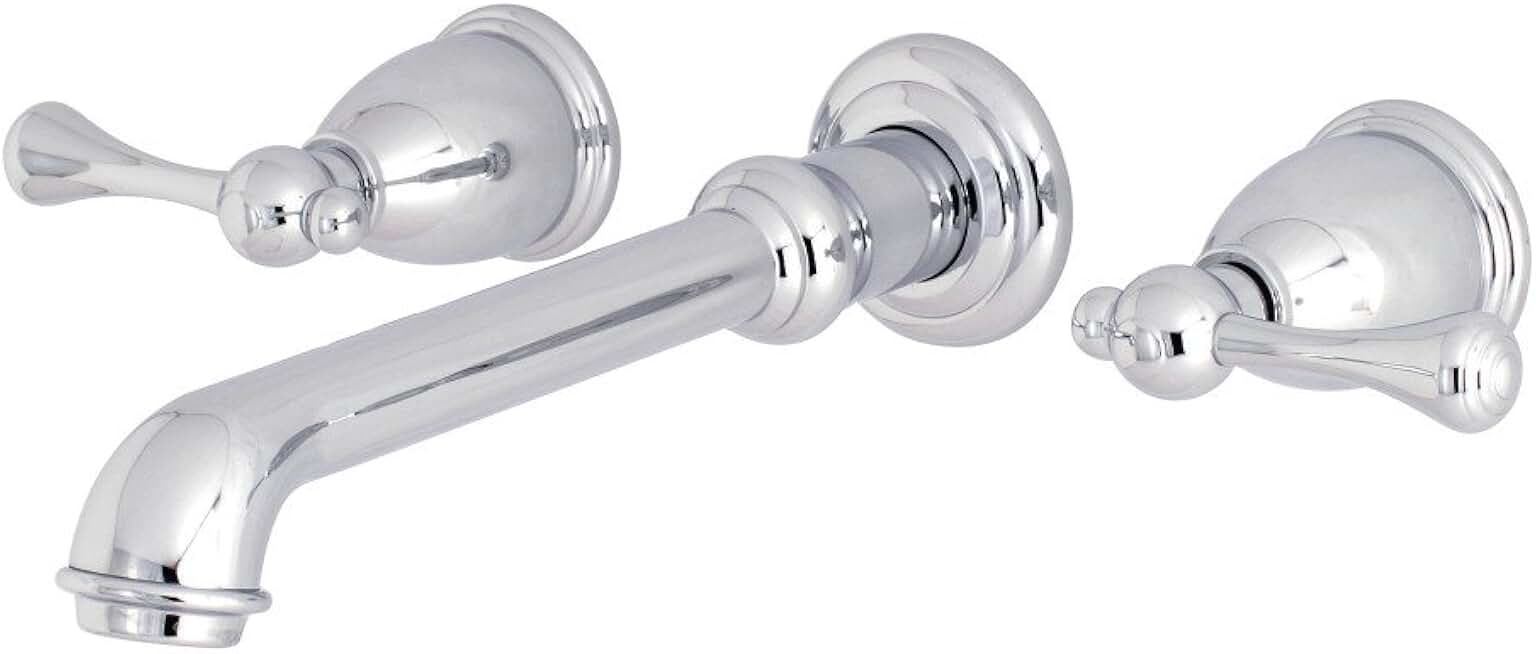 Kingston Brass KS7021BL English Country Two-Handle Wall Mount Tub Faucet, 10-7/16 inch in Spout Reach, Polished Chrome