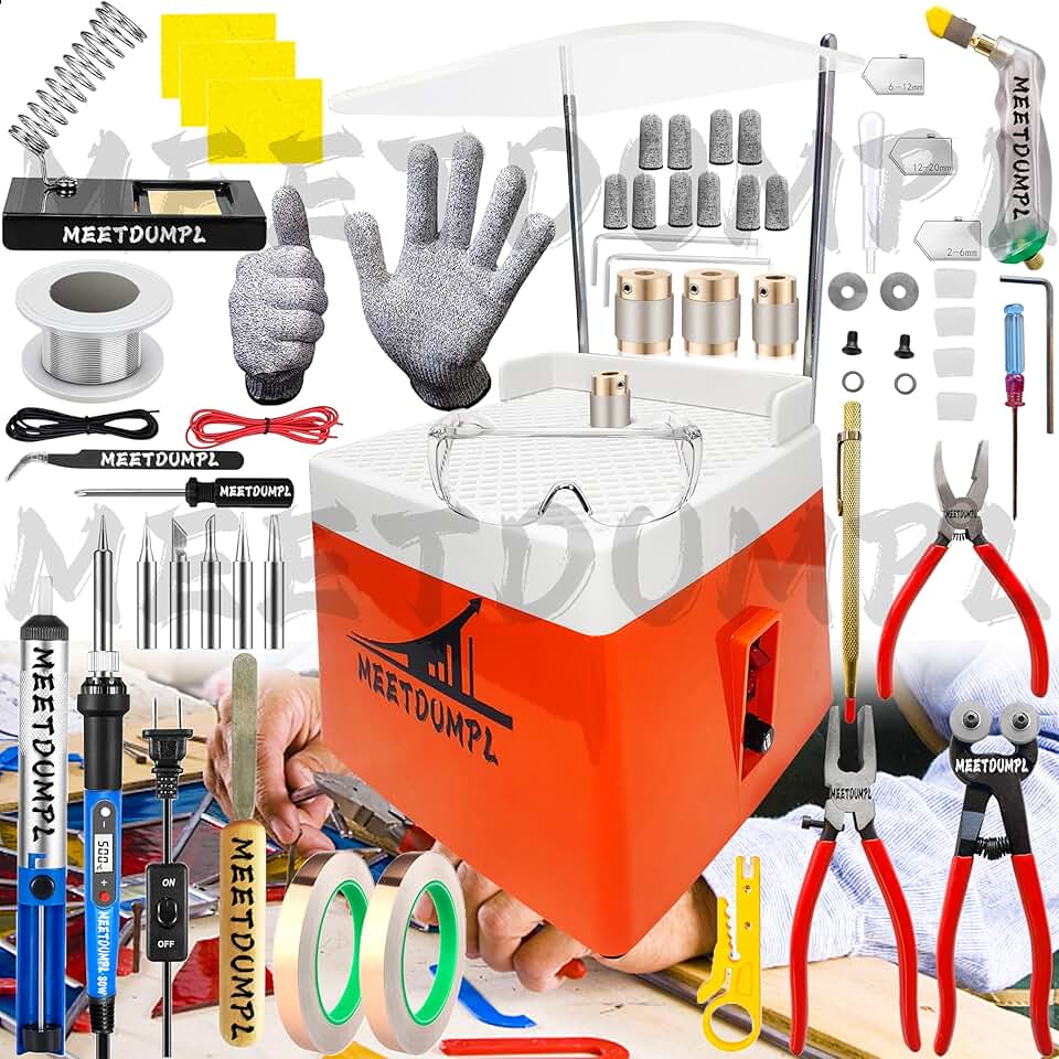 MEETDUMPL Stained Glass Kit，Stained Glass Kits for Adults，Glass Grinder，Stained Glass Grinder，5/8