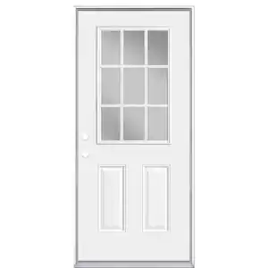 Masonite 36 in. x 80 in. 9 Lite Right-Hand Inswing Primed Steel Prehung Front Exterior Door No Brickmold