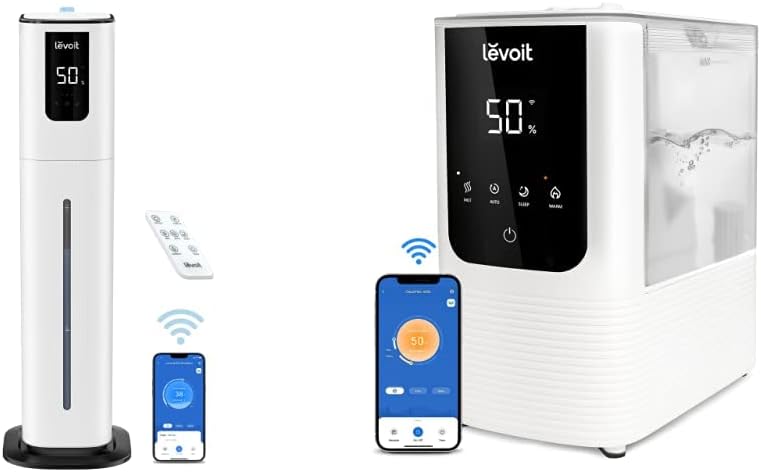 LEVOIT OasisMist 1000S (10L) Smart Humidifier Bundle with Warm & Cool Mist Humidifier for Bedroom and Home