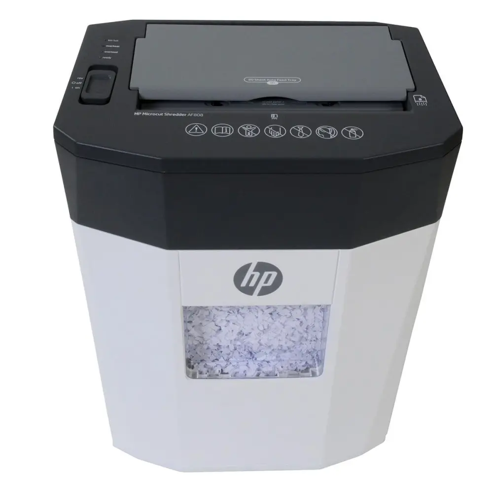 HP AF808 Microcut Shredder – Auto Feed 80 Sheets and 8 Sheets Manual