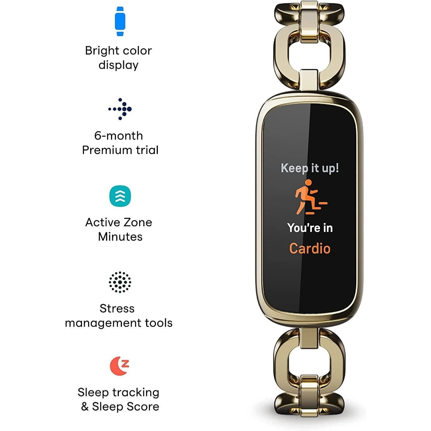 Fitbit Luxe Special Edition Gorjana Soft Gold Stainless Steel Parker Link Bracelet