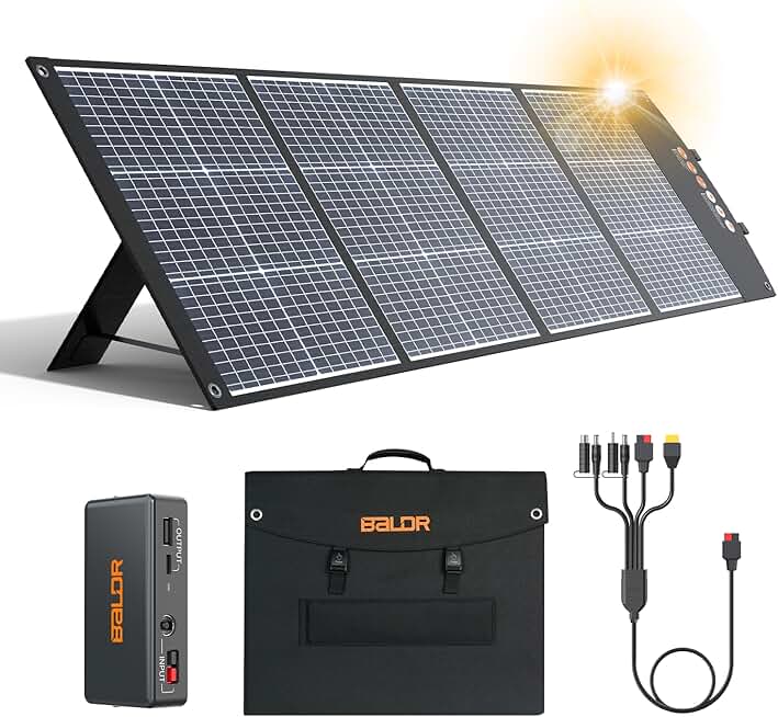 BALDR Solar Panels 200W Monocrystalline Portable Folding Solar Charger for Solar Generators and Portable Power Stations，Solar Panel Kit for Camping, Off Grid Living.…