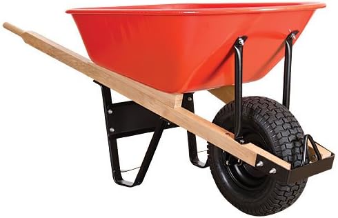 A.M. Leonard Steel Tray Wheelbarrow with Pneumatic Tire - 6 Cubic Feet, Red