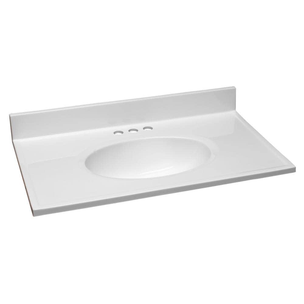 Design House 31-in Solid White Cultured Marble Integral Single Sink Bathroom Vanity Top