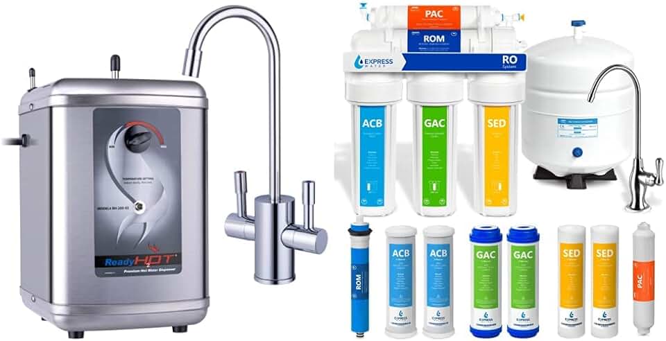 Ready Hot 41-RH-200-F560-CH Instant Hot Water Dispenser System, 2.5 Quarts & Express Water RO5DX Reverse Osmosis Filtration NSF Certified 5 Stage RO System – Under Sink Water Plus 4 Filters