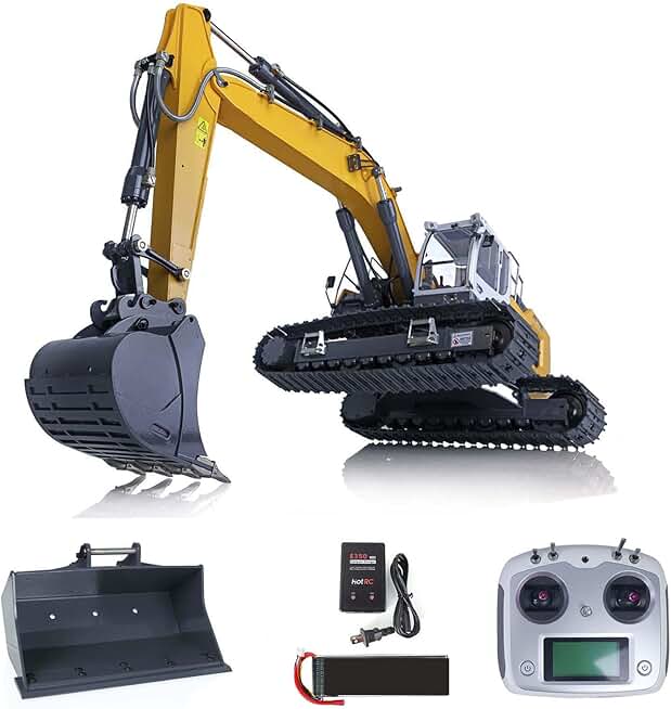 1/14 RC Hydraulic Excavator R945 RTR Metal Radio Control Quick Coupler Servo Motor ESC Light Sound System Construction Vehicles