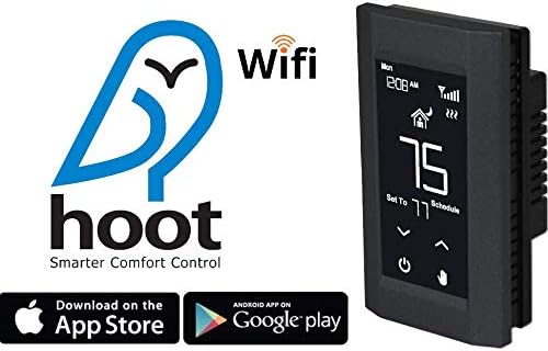 KING K901-B Hoot WiFi Line Voltage Smart Programmable Thermostat, 120/208/240V, Single Pole, Black