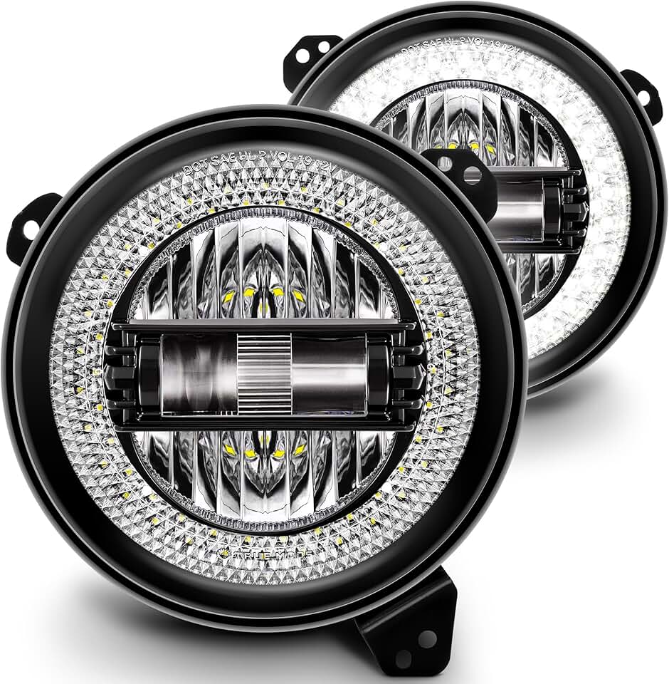 TRUE MODS 9 Inch Round LED Headlight Replacement for 2018-2025 Jeep Wrangler JL JLU Unlimited Gladiator JT Accessories [DOT Approved] [Crystal HALO DRL] Sealed Beam Front Head Light Lamp Bulb