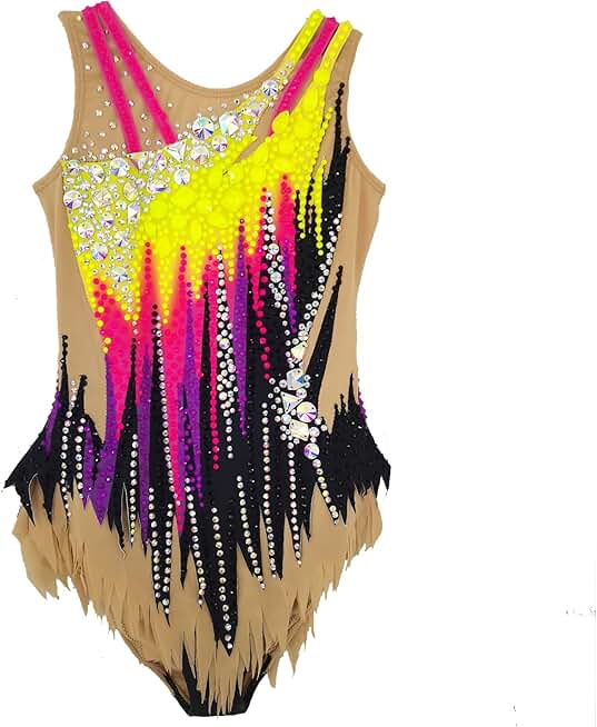 Girls' Sleeveless Artistic Gymnastics Dress with Diamond Decoration Customized Competition Costume