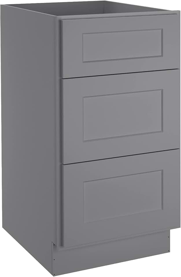 LOVMOR Kitchen Base Cabinets, Drawer Base Cabinet, 3-Drawer,Soft Close Hardware, 24 x 18 x 34.5 inch